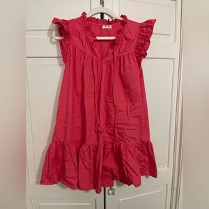 Pink ruffle sleeve mini dress